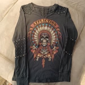 Affliction brand extra small women's long sleeve tee